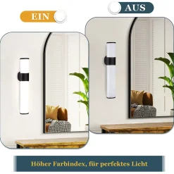 Nettlife Lot 2 Lampes Miroir LED 6W 30CM IP44 Blanc Neutre 4000K Salle de Bain Noire* Miroir Grossissant Lumineux