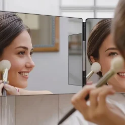 Nettlife Miroir de maquillage à hauteur réglable et design en trois parties Miroir plat et indéformable* Miroir Simple