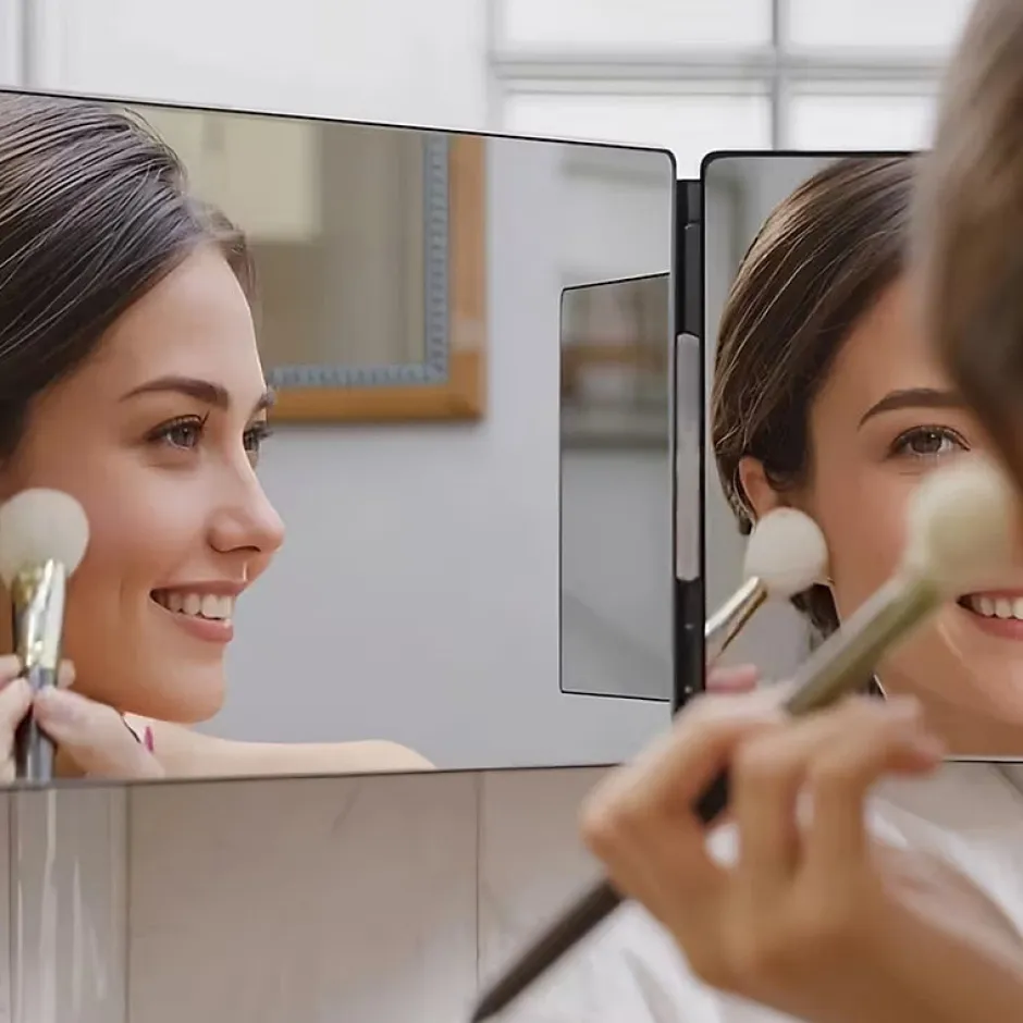 Nettlife Miroir de maquillage à hauteur réglable et design en trois parties Miroir plat et indéformable* Miroir Simple