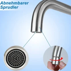 Nettlife robinet de cuisine robinet de lavabo de salle de bains robinet de salle de bains en acier inoxydable haute pression