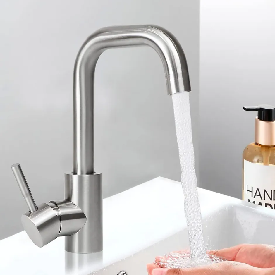 Nettlife robinet de cuisine robinet de lavabo de salle de bains robinet de salle de bains en acier inoxydable haute pression