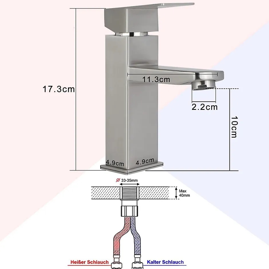 Nettlife robinet d'évier robinet chaud/froid robinet haute pression en acier inoxydable* Robinet Lavabo Et Vasque