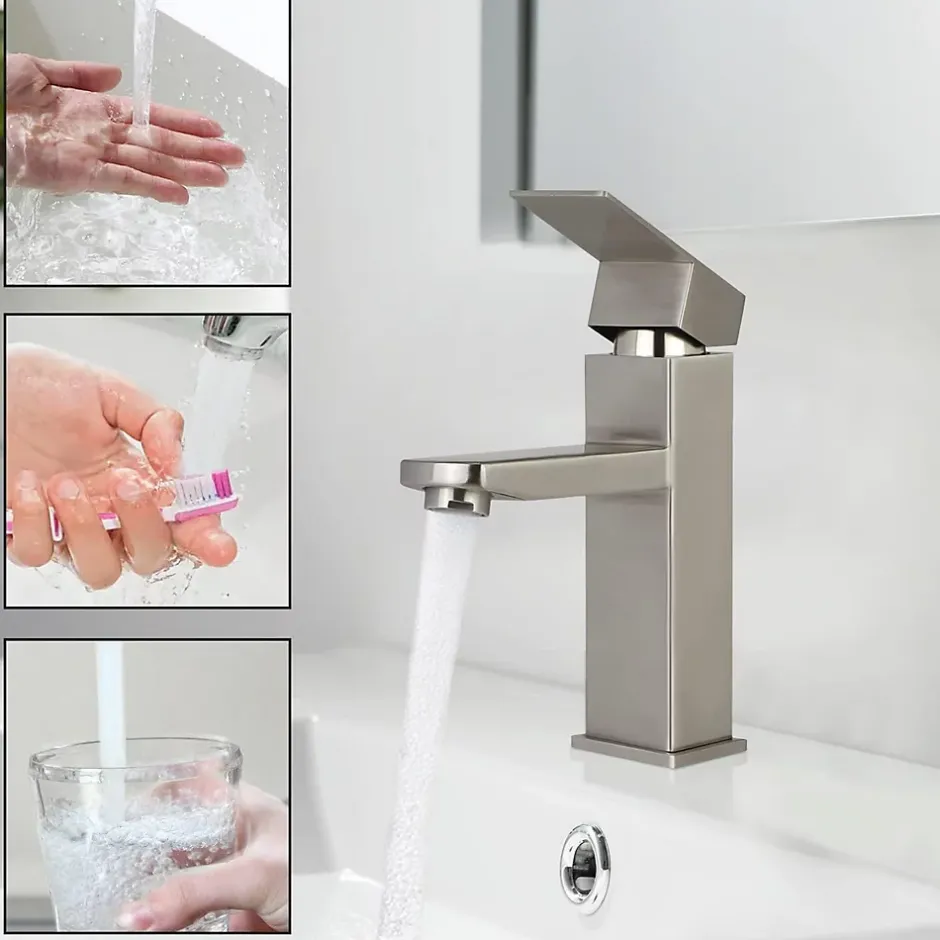 Nettlife robinet d'évier robinet chaud/froid robinet haute pression en acier inoxydable* Robinet Lavabo Et Vasque
