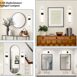 Nettlife 6W 30CM LED Salle de Bain IP44 Blanc Neutre 4000K Lampe Miroir Noir Moderne* Miroir Grossissant Lumineux