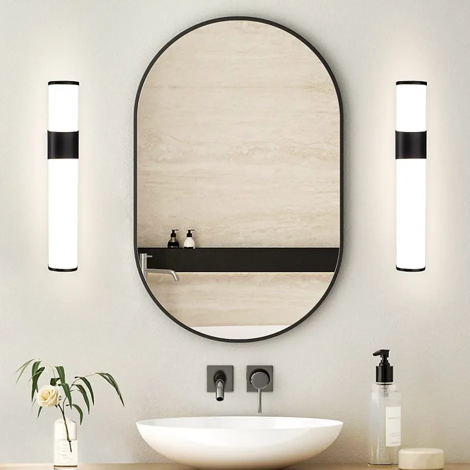 Nettlife 6W 30CM LED Salle de Bain IP44 Blanc Neutre 4000K Lampe Miroir Noir Moderne* Miroir Grossissant Lumineux