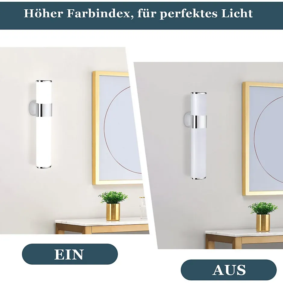 Nettlife 6W 30CM LED Salle de Bain IP44 Blanc Neutre 4000K Lampe Miroir Chrome Moderne