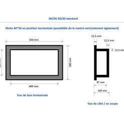 U-tile Niche de douche à carreler - format intérieur 40 x 20 cm - 9 cm de profondeur