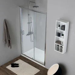 Kiamami Valentina Niche de douche avec porte coulissante 100 cm en verre 6 mm - new giada* Porte De Douche