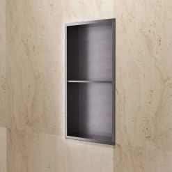 Ledimex Niche de Douche Mural 33 x 63 cm - Rangement Salle de Bain en finition Noir Métal - ARTIC