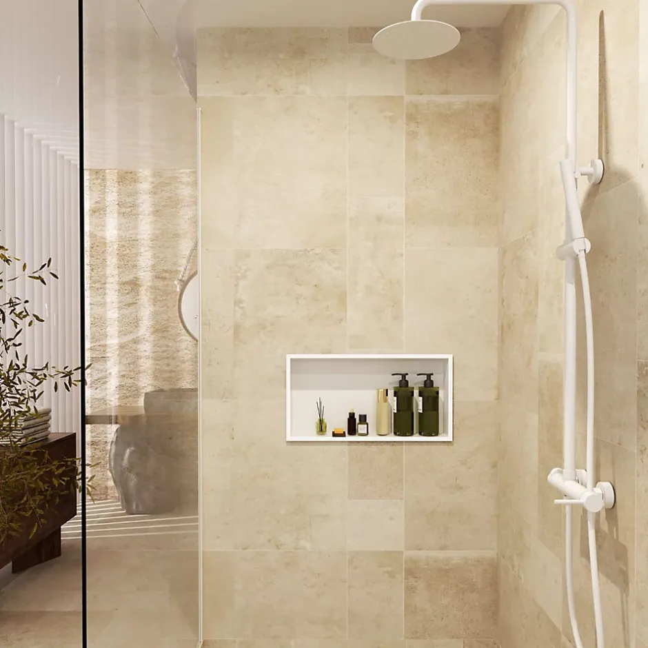Ledimex Niche de Douche Mural 63 x 33 cm - Rangement Salle de Bain en finition Blanc Satiné - PACIFIC* Niche De Salle De Bains
