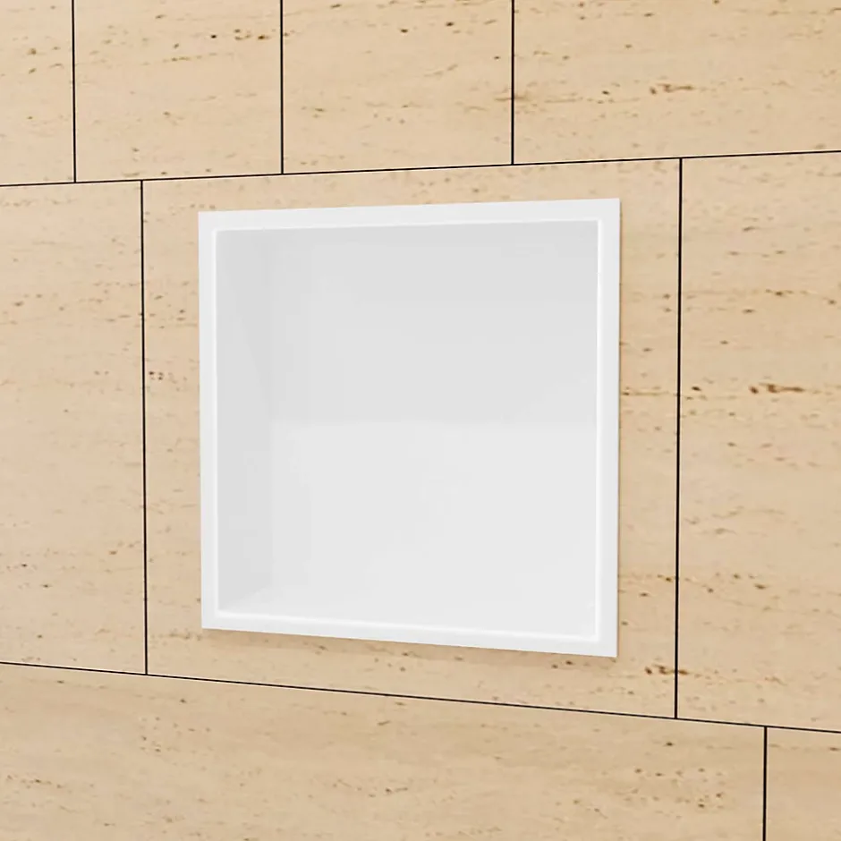 Ledimex Niche de Douche Mural 33 x 33 cm - Rangement Salle de Bain en finition Blanc Satiné - ATLANTIC* Niche De Salle De Bains