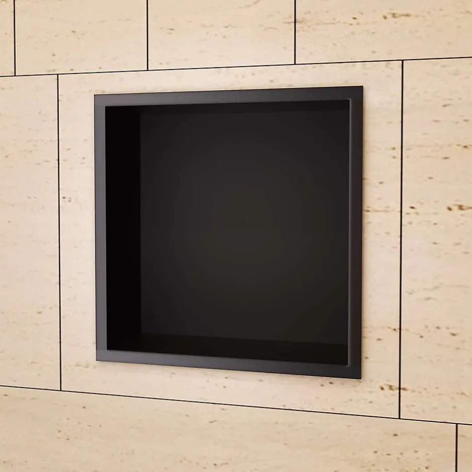 Ledimex Niche de Douche Mural 33 x 33 cm - Rangement Salle de Bain en finition Noir Mat - ATLANTIC* Niche De Salle De Bains