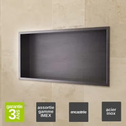 Ledimex Niche de Douche Mural 63 x 33 cm - Rangement Salle de Bain en finition Noir Métal - PACIFIC* Niche De Salle De Bains
