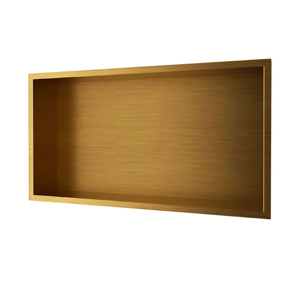 Ledimex Niche de Douche Mural 63 x 33 cm - Rangement Salle de Bain en finition Or Brossé - PACIFIC* Niche De Salle De Bains