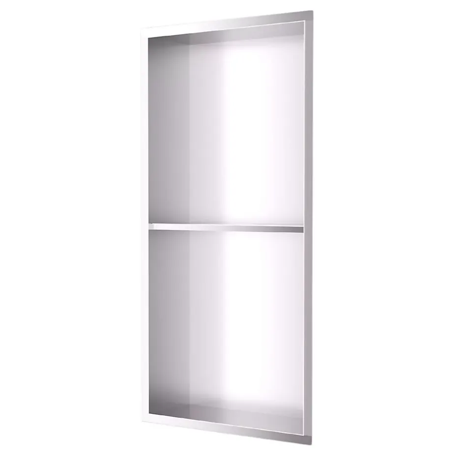 Ledimex Niche de Douche Mural 33 x 63 cm - Rangement Salle de Bain en finition Niquel Brossé - ARTIC* Niche De Salle De Bains