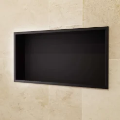 Ledimex Niche de Douche Mural 63 x 33 cm - Rangement Salle de Bain en finition Noir Mat - PACIFIC