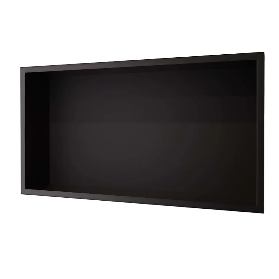 Ledimex Niche de Douche Mural 63 x 33 cm - Rangement Salle de Bain en finition Noir Mat - PACIFIC