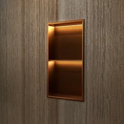 Ledimex Niche de Douche Mural Éclairage Led 33 x 63 cm - Rangement Salle de Bain en finition Cuivré - MARSHALL* Niche De Salle De Bains