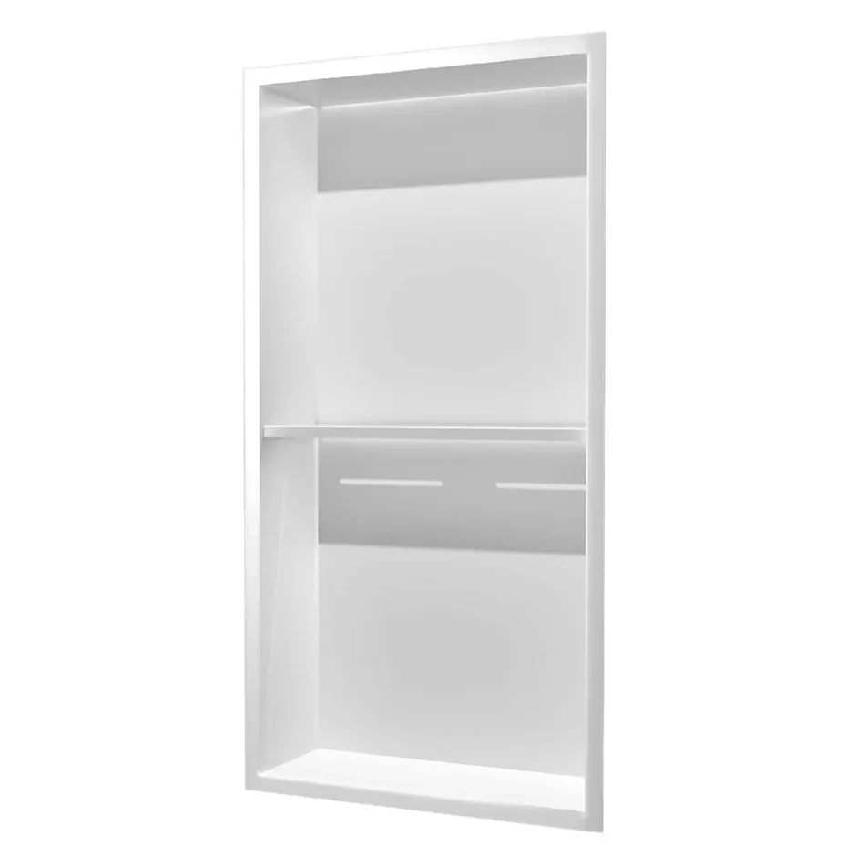 Ledimex Niche de Douche Mural Éclairage Led 33 x 63 cm - Rangement Salle de Bain en finition Blanc Satiné - MARSHALL