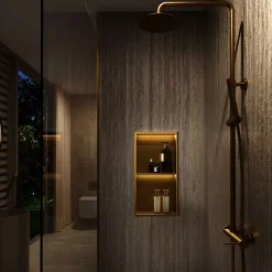 Ledimex Niche de Douche Mural Éclairage Led 33 x 63 cm - Rangement Salle de Bain en finition Blanc Satiné - MARSHALL