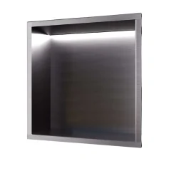 Ledimex Niche de Douche Mural Éclairage Led 33 x 33 cm - Rangement Salle de Bain en finition Noir Métal - INDIC* Niche De Salle De Bains