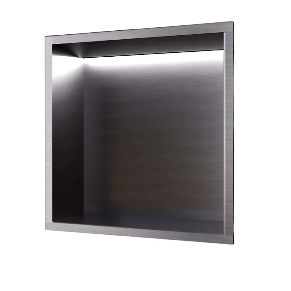 Ledimex Niche de Douche Mural Éclairage Led 33 x 33 cm - Rangement Salle de Bain en finition Noir Métal - INDIC* Niche De Salle De Bains