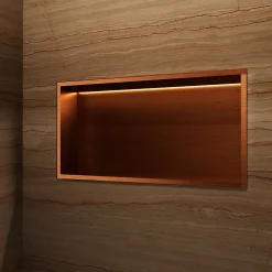 Ledimex Niche de Douche Mural Éclairage Led 63 x 33 cm - Rangement Salle de Bain en finition Cuivré - OCEANIC* Niche De Salle De Bains