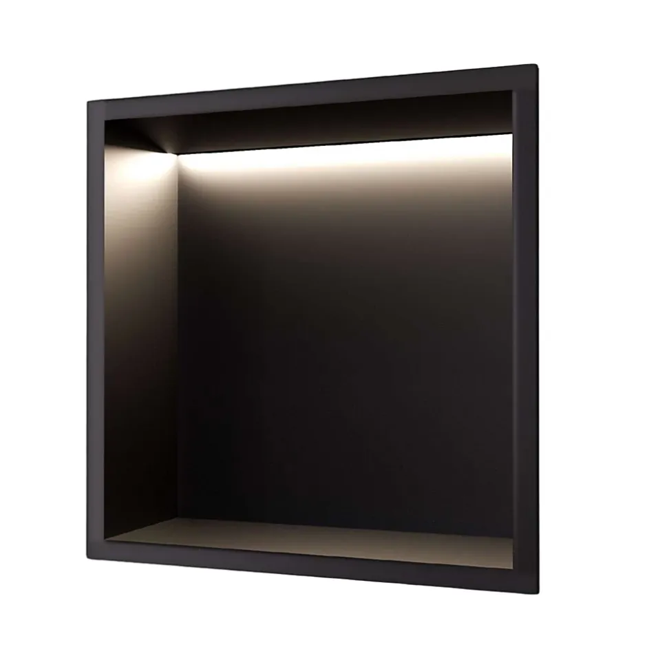 Ledimex Niche de Douche Mural Éclairage Led 33 x 33 cm - Rangement Salle de Bain en finition Noir Mat - INDIC