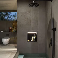 Ledimex Niche de Douche Mural Éclairage Led 33 x 33 cm - Rangement Salle de Bain en finition Noir Mat - INDIC