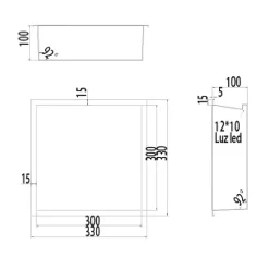 Ledimex Niche de Douche Mural Éclairage Led 33 x 33 cm - Rangement Salle de Bain en finition Blanc Satiné - INDIC* Niche De Salle De Bains