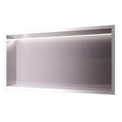 Ledimex Niche de Douche Mural Éclairage Led 63 x 33 cm - Rangement Salle de Bain en finition Niquel Brossé - OCEANIC