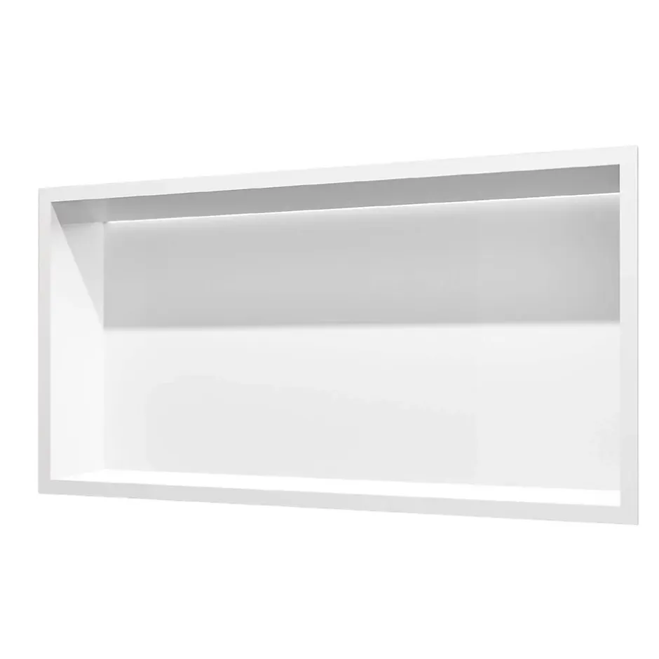 Ledimex Niche de Douche Mural Éclairage Led 63 x 33 cm - Rangement Salle de Bain en finition Blanc Satiné - OCEANIC