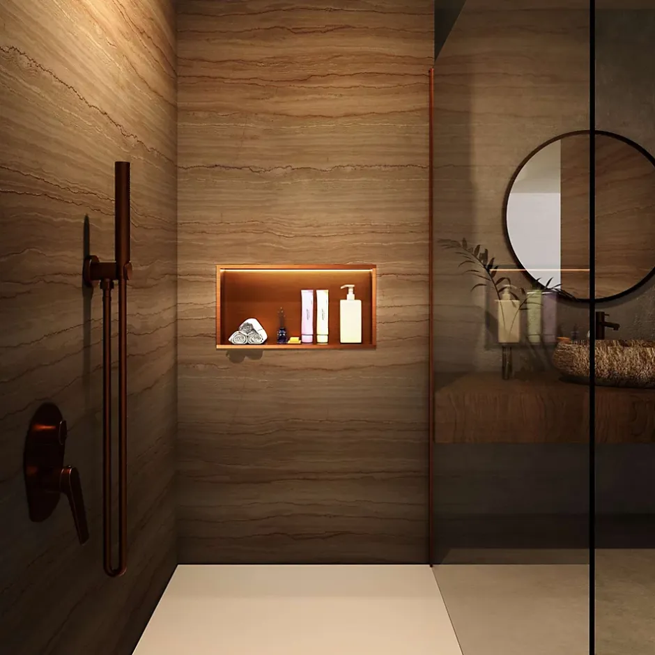 Ledimex Niche de Douche Mural Éclairage Led 63 x 33 cm - Rangement Salle de Bain en finition Blanc Satiné - OCEANIC