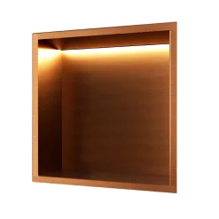 Ledimex Niche de Douche Mural Éclairage Led 33 x 33 cm - Rangement Salle de Bain en finition Cuivré - INDIC