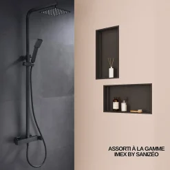 Italbox Niche de Douche Noir Satiné - 30x60 cm - Rangement Mural Salle de Bain - NOOK