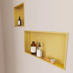 Italbox Niche de Douche Or Satiné - 30x30 cm - Rangement Mural Salle de Bain - NOOK
