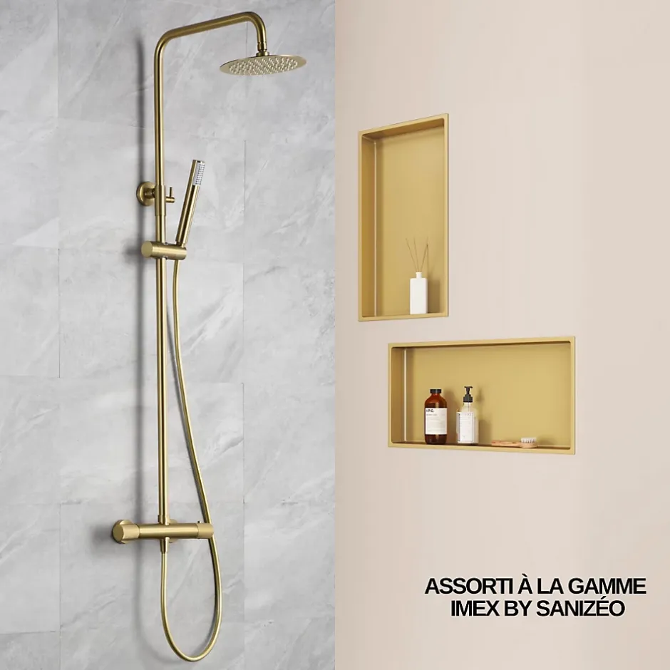 Italbox Niche de Douche Or Satiné - 30x30 cm - Rangement Mural Salle de Bain - NOOK