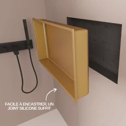 Italbox Niche de Douche Or Satiné - 30x60 cm - Rangement Mural Salle de Bain - NOOK* Niche De Salle De Bains