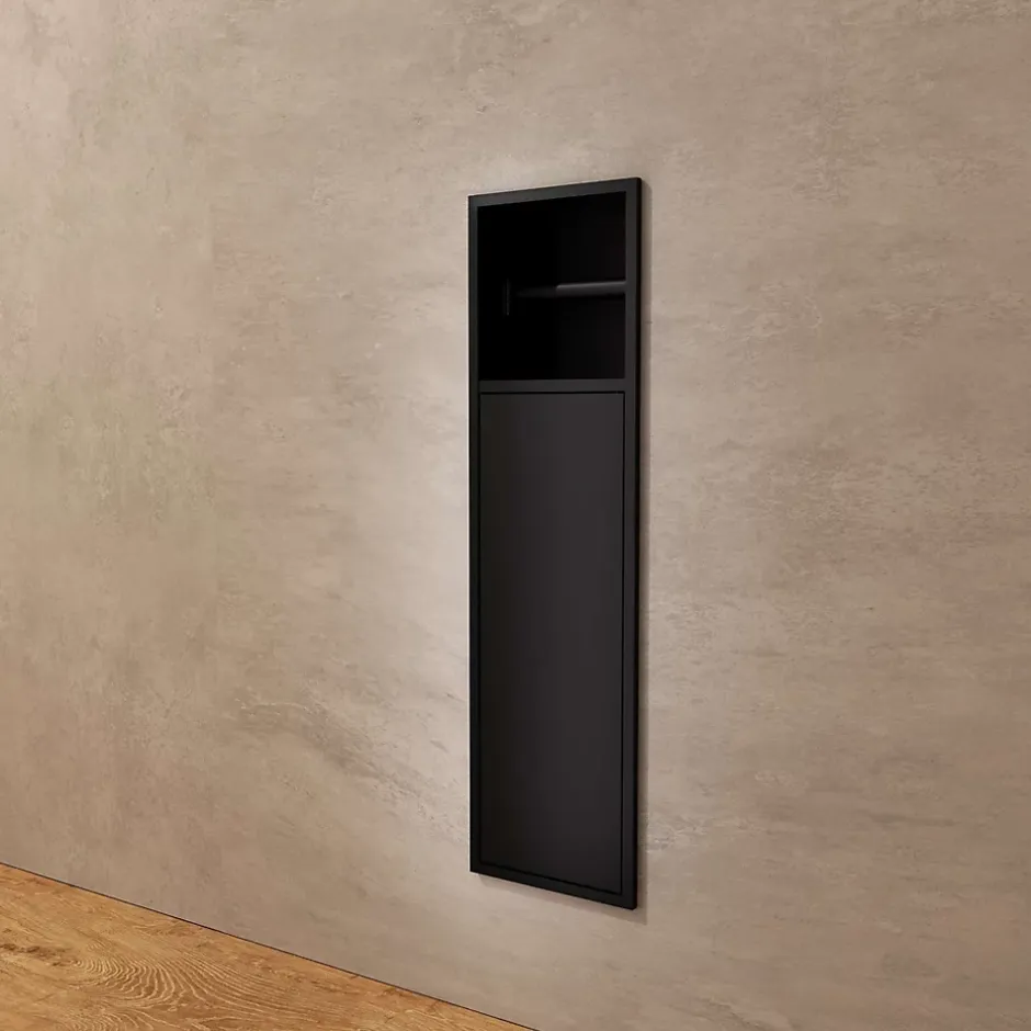 Ledimex Niche de WC 17 x 60 cm - Rangement Mural Encastrable en finition Noir Mat - EGEAN