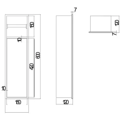 Ledimex Niche de WC 17 x 60 cm - Rangement Mural Encastrable en finition Noir Mat - EGEAN