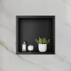 Sirhona Niche inox 300x300x95mm - Encastrée + Bac à douche + Verticale/Horizontale + Noir mat* Etagère Salle De Bains