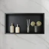 Sirhona Niche inox 600x300x100mm - Encastrée + Bac à douche + Verticale / Horizontale + Noir mat* Etagère Salle De Bains