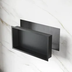 Sirhona Niche inox 600x300x100mm - Encastrée + Bac à douche + Verticale / Horizontale + Noir mat* Etagère Salle De Bains