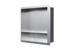 Bernstein Niche murale de douche avec rebords, étagère encastrable douche acier inox avec compartiment - 30x30x10cm - NT303010X Acier brossé* Niche De Salle De Bains