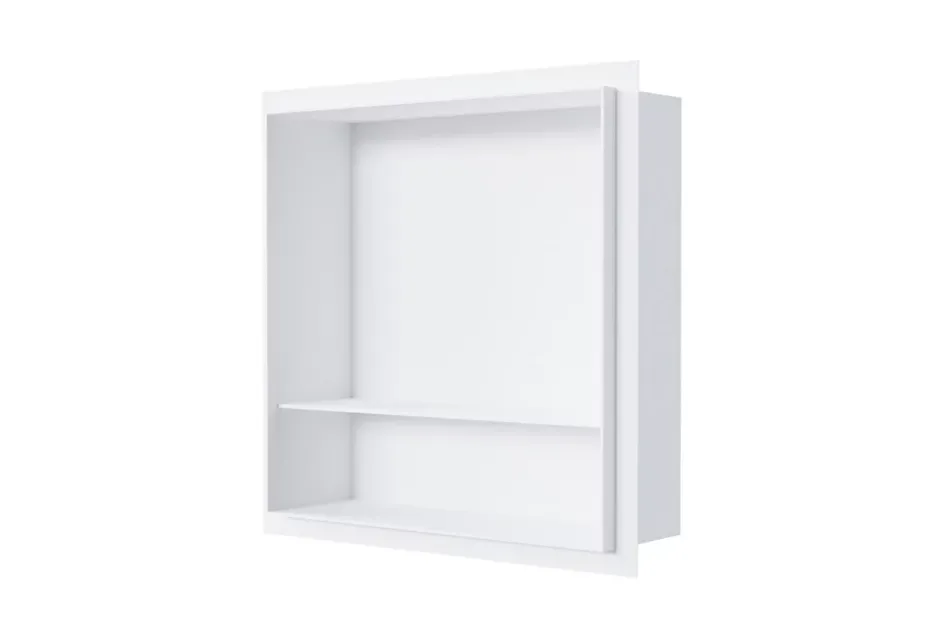 Bernstein Niche murale de douche avec rebords, étagère encastrable douche acier inox avec compartiment - 30x30x10cm - NT303010X Blanc* Niche De Salle De Bains