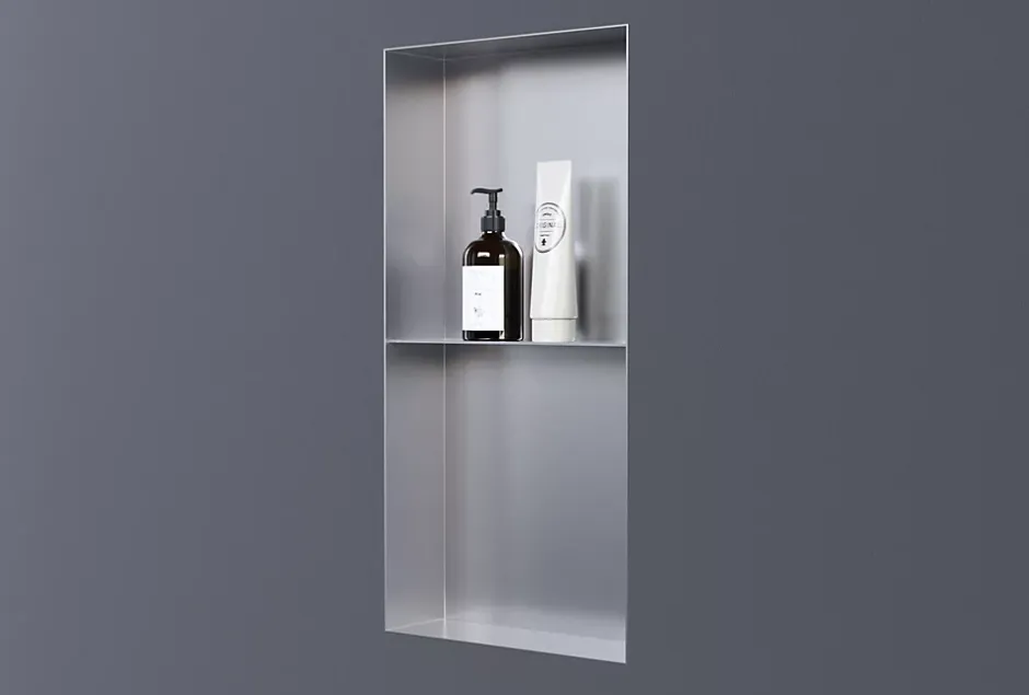Bernstein Niche murale de douche sans rebords, étagère encastrable douche acier inox - 60x30x10cm - NT306010X Acier brossé