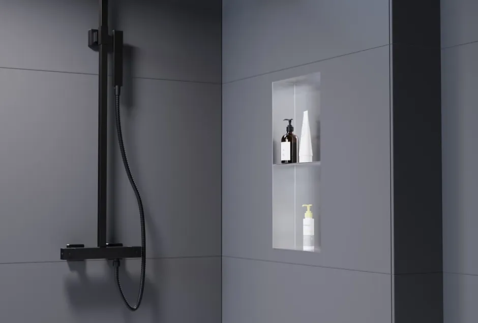 Bernstein Niche murale de douche sans rebords, étagère encastrable douche acier inox - 60x30x10cm - NT306010X Acier brossé