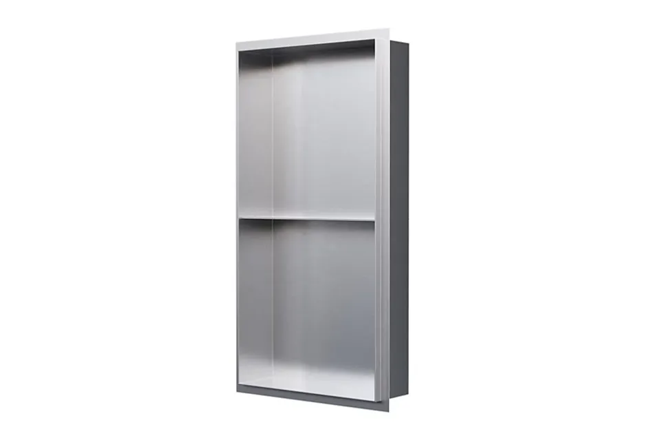 Bernstein Niche murale de douche sans rebords, étagère encastrable douche acier inox - 60x30x10cm - NT306010X Acier brossé