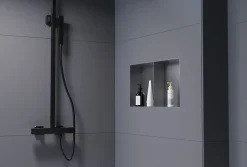 Bernstein Niche murale de douche sans rebords, étagère encastrable douche acier inox - 60x30x10cm - NT306010X Gun métal