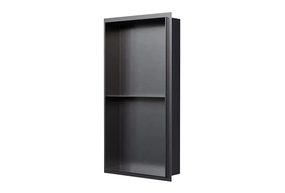 Bernstein Niche murale de douche sans rebords, étagère encastrable douche acier inox - 60x30x10cm - NT306010X Gun métal
